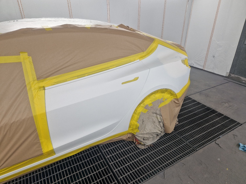 White Tesla Bodywork Repair
