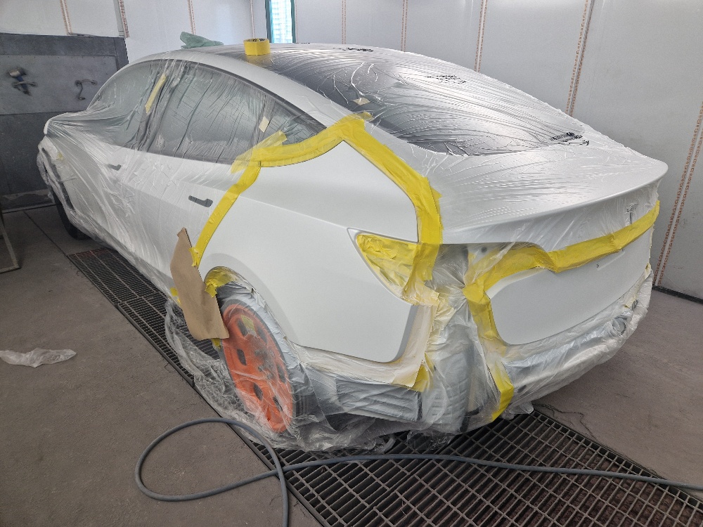 White Tesla Body Repair