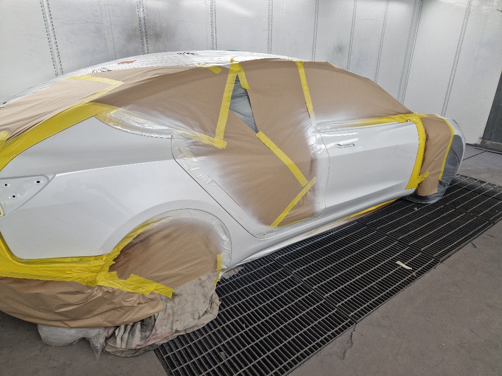 White Tesla Bodywork Repair