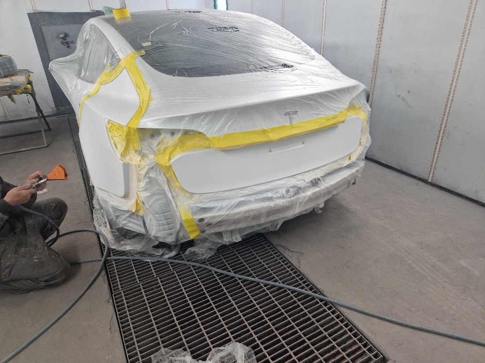 White Tesla Body Repair